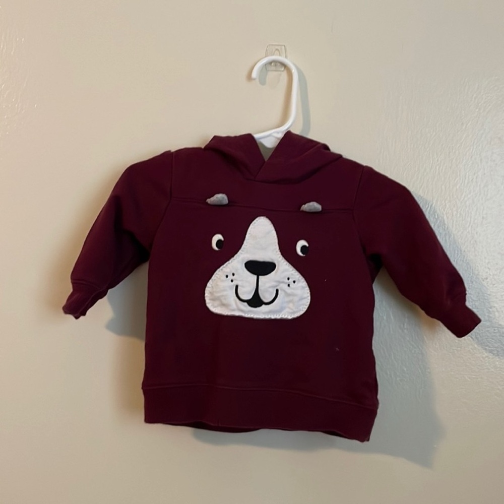 Carter's burgundy Bear Face Hoodie Sweatshirt